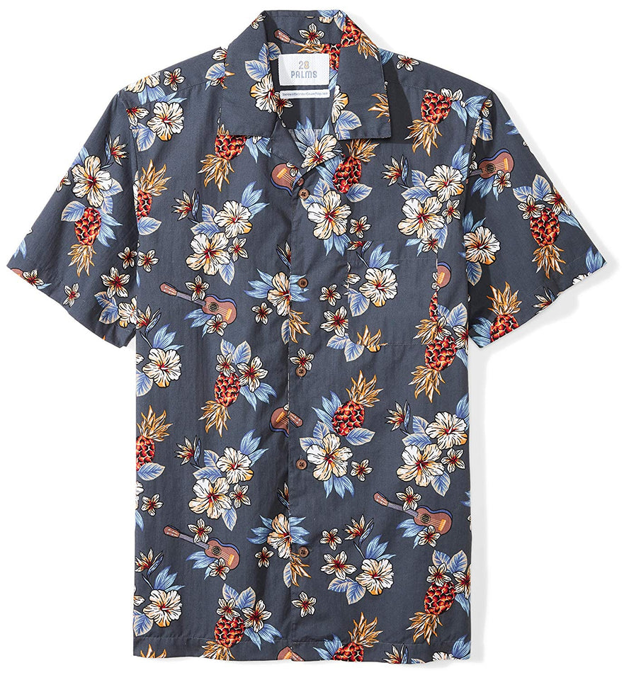 28 Palms Amazon Brand Camisa Hawaiana Tropical, 100% algodón, Tallas extendidas, para Hombre